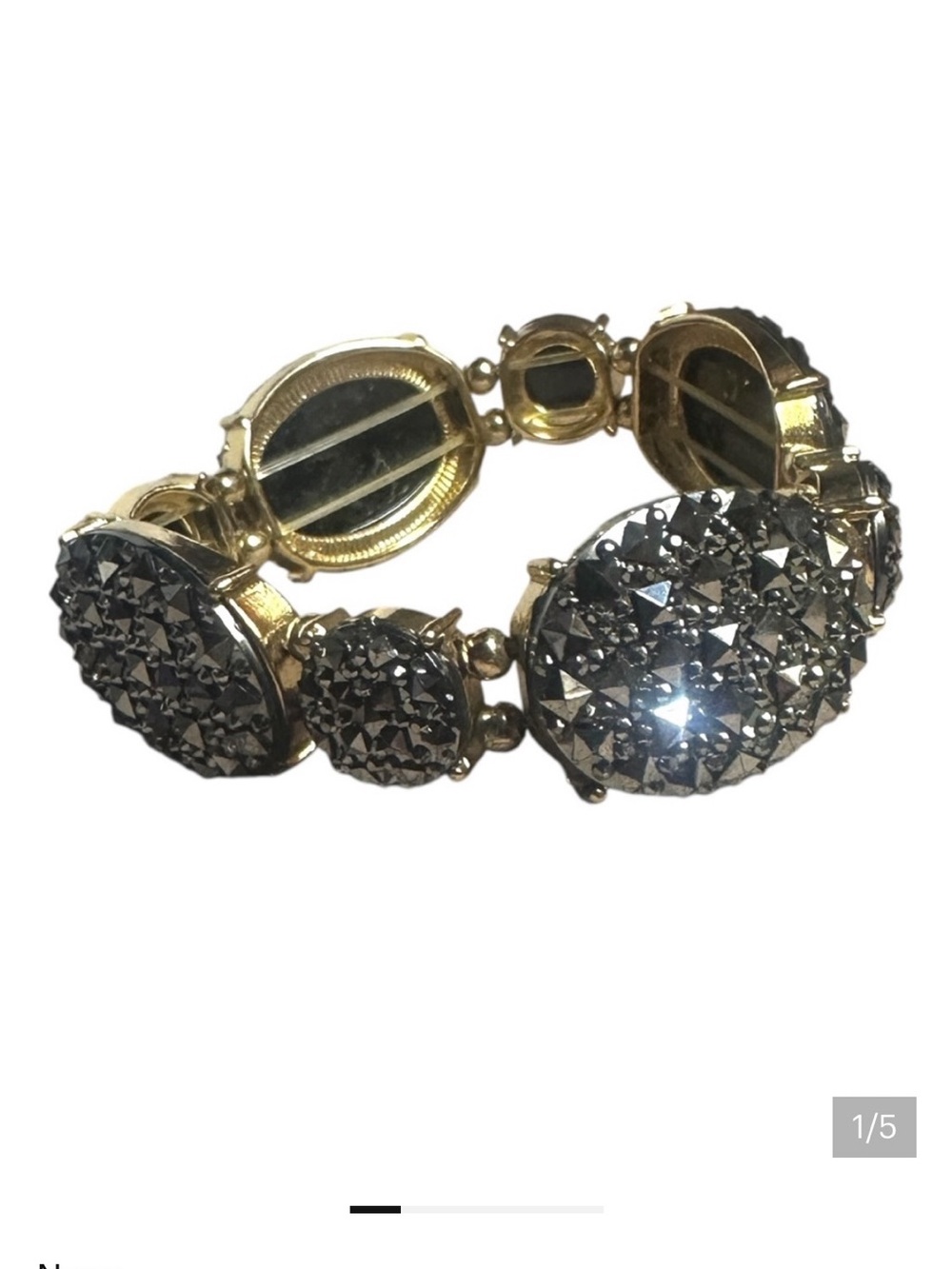 Fashion gold tone & black faceted stretch bracelet Women’s costume jewelry